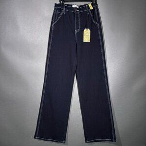 NWT Vibrant M. I. U Wide Leg White Stitching‎ Jeans Juniors Size 11 (W29)